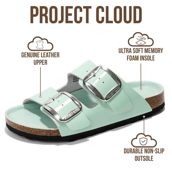 Project Cloud Women's | 100% Genuine Leather Women Flat Sandals | ProjectPlush | Lightweight | Non-Slip - Santorini - Image 105