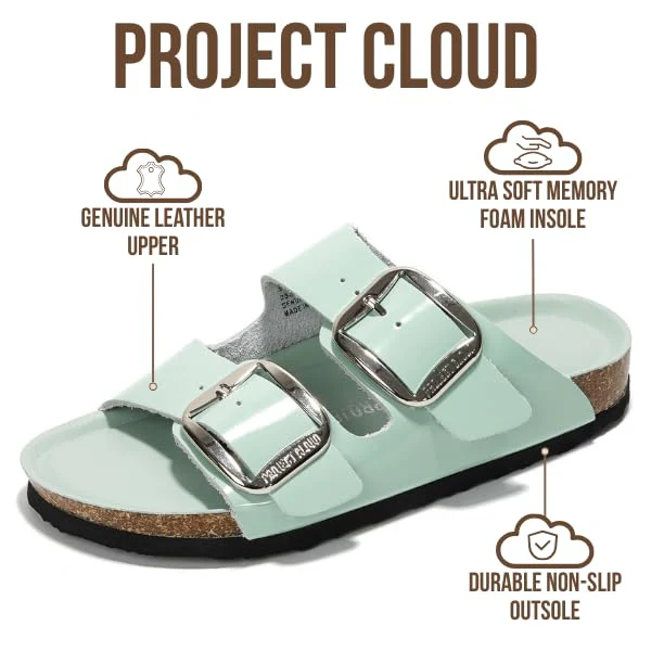 Project Cloud Women's | 100% Genuine Leather Women Flat Sandals | ProjectPlush | Lightweight | Non-Slip - Santorini - Image 110