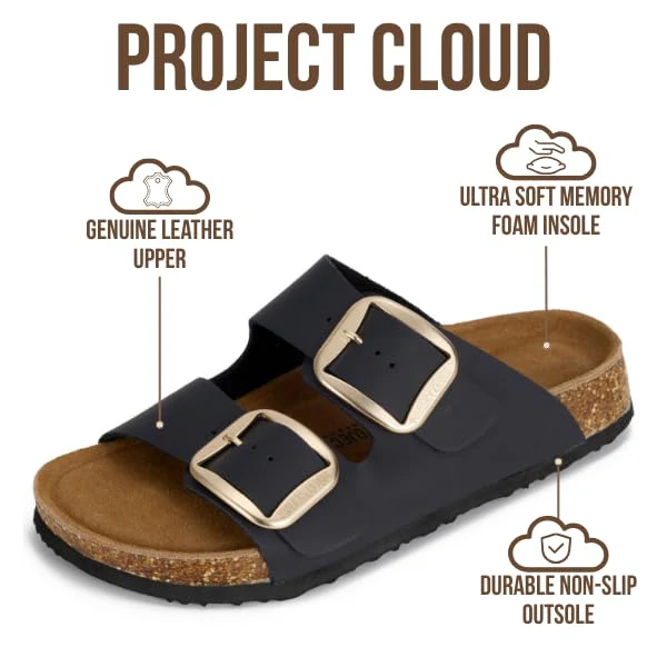 Project Cloud Women's | 100% Genuine Leather Women Flat Sandals | ProjectPlush | Lightweight | Non-Slip - Santorini - Image 116