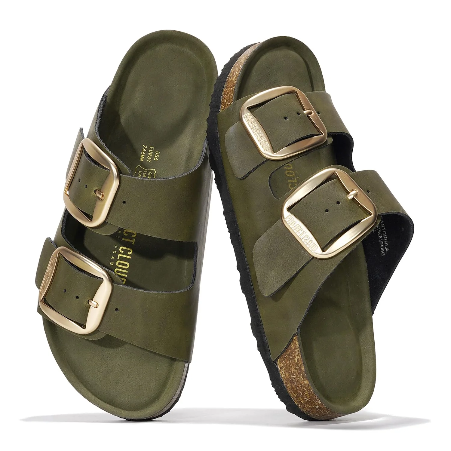 Project Cloud Women's | 100% Genuine Leather Women Flat Sandals | ProjectPlush | Lightweight | Non-Slip - Santorini - Image 12