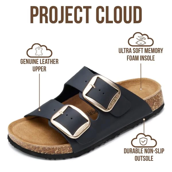 Project Cloud Women's | 100% Genuine Leather Women Flat Sandals | ProjectPlush | Lightweight | Non-Slip - Santorini - Image 121