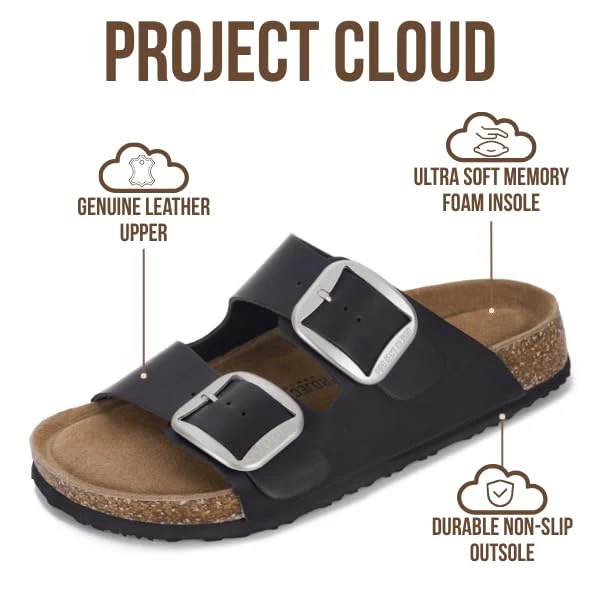 Project Cloud Women's | 100% Genuine Leather Women Flat Sandals | ProjectPlush | Lightweight | Non-Slip - Santorini - Image 127