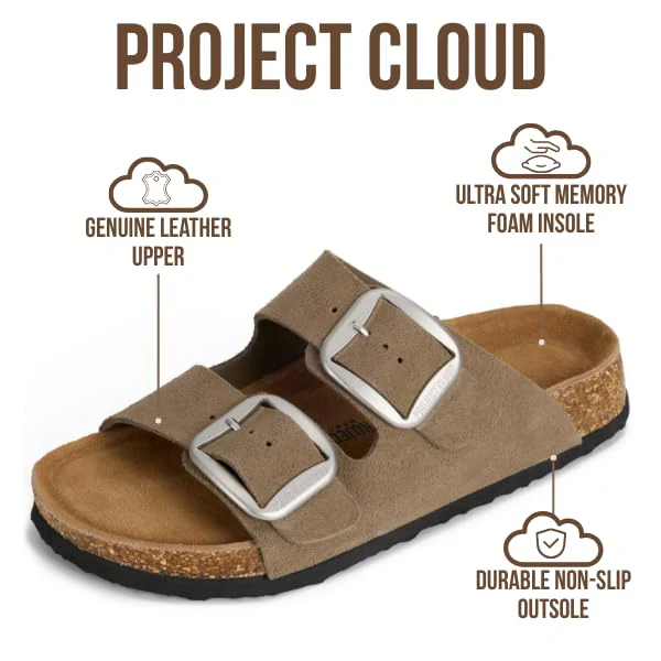 Project Cloud Women's | 100% Genuine Leather Women Flat Sandals | ProjectPlush | Lightweight | Non-Slip - Santorini - Image 132