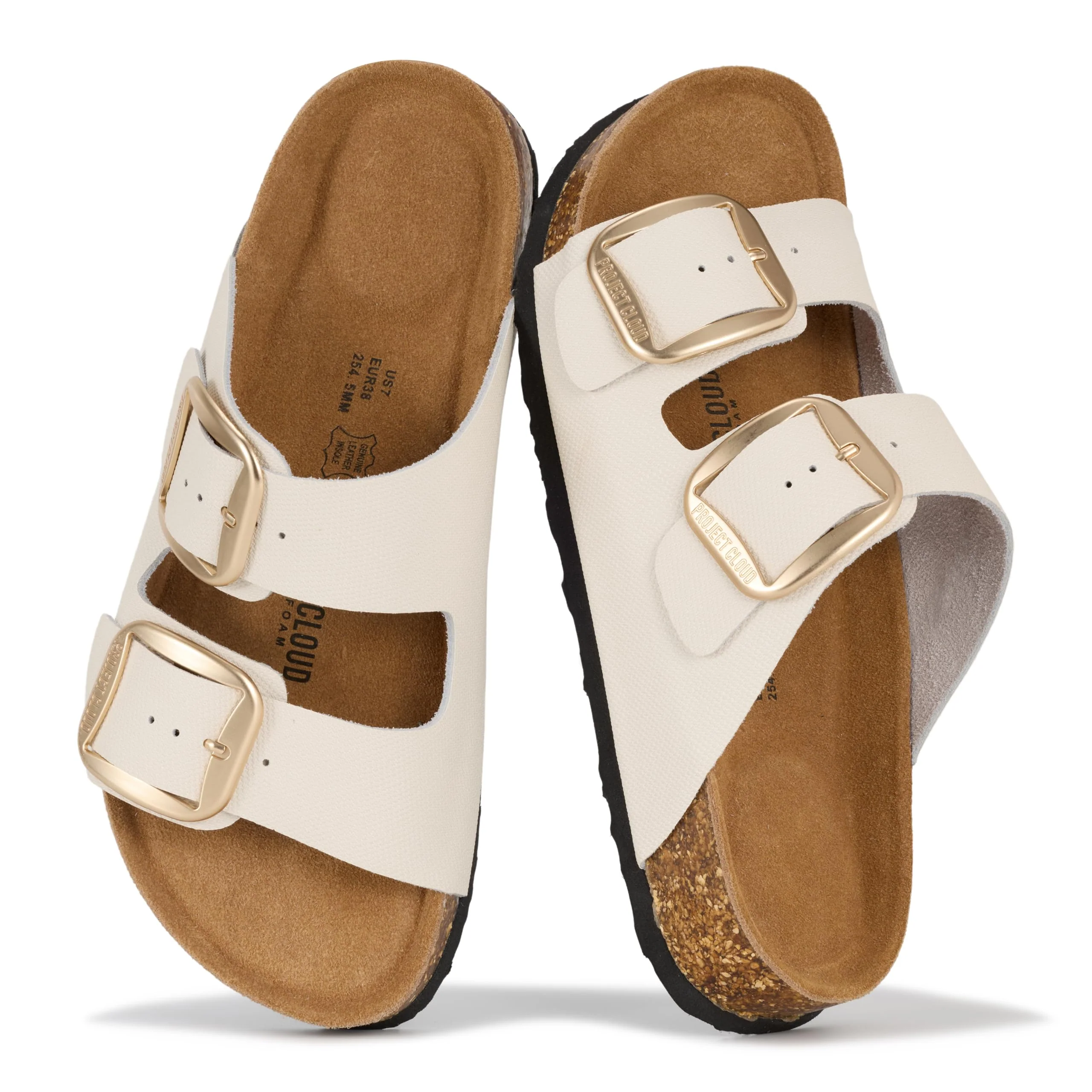 Project Cloud Women's | 100% Genuine Leather Women Flat Sandals | ProjectPlush | Lightweight | Non-Slip - Santorini - Image 135