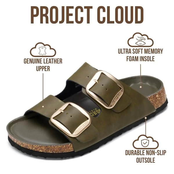 Project Cloud Women's | 100% Genuine Leather Women Flat Sandals | ProjectPlush | Lightweight | Non-Slip - Santorini - Image 14