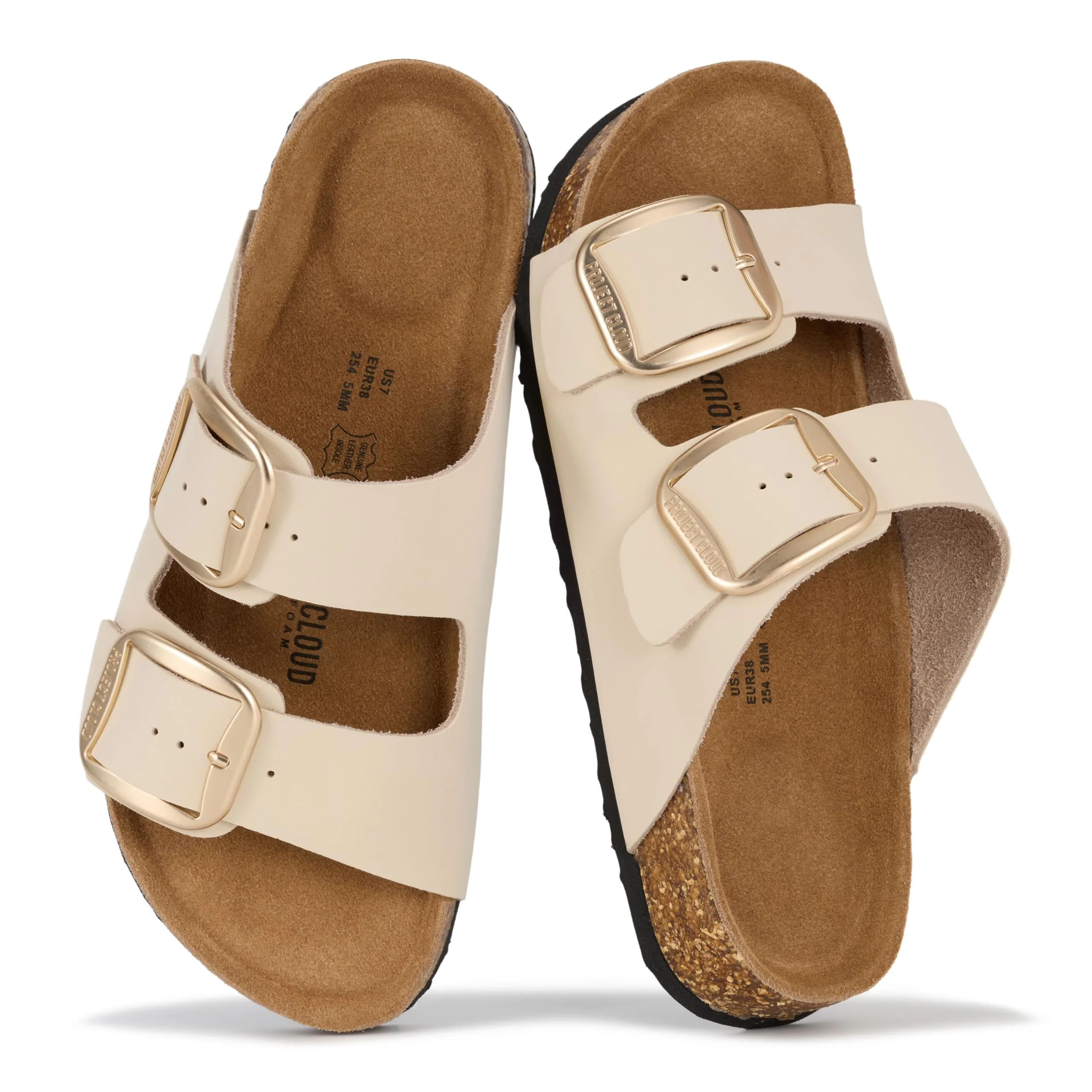 Project Cloud Women's | 100% Genuine Leather Women Flat Sandals | ProjectPlush | Lightweight | Non-Slip - Santorini - Image 140