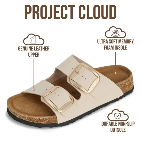 Project Cloud Women's | 100% Genuine Leather Women Flat Sandals | ProjectPlush | Lightweight | Non-Slip - Santorini - Image 142