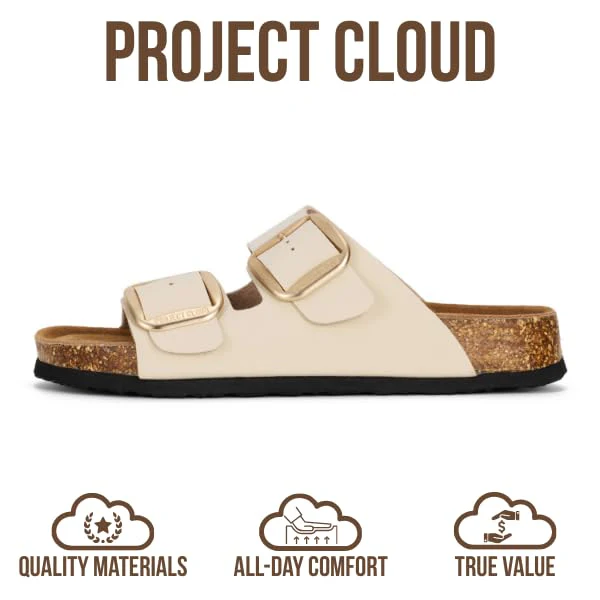 Project Cloud Women's | 100% Genuine Leather Women Flat Sandals | ProjectPlush | Lightweight | Non-Slip - Santorini - Image 143