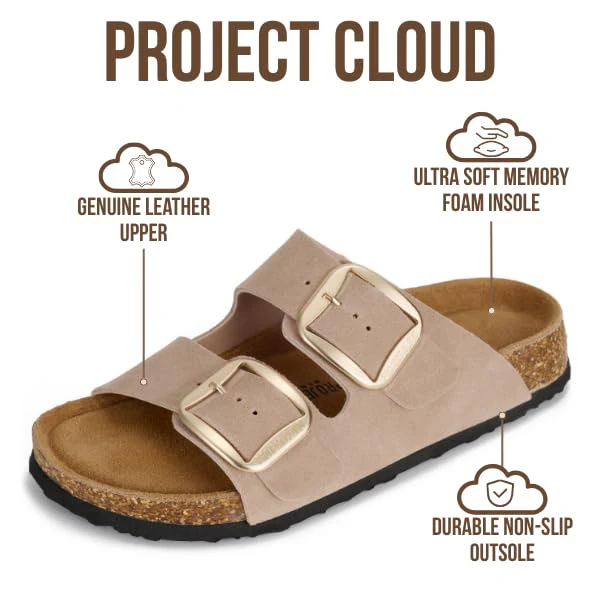 Project Cloud Women's | 100% Genuine Leather Women Flat Sandals | ProjectPlush | Lightweight | Non-Slip - Santorini - Image 147