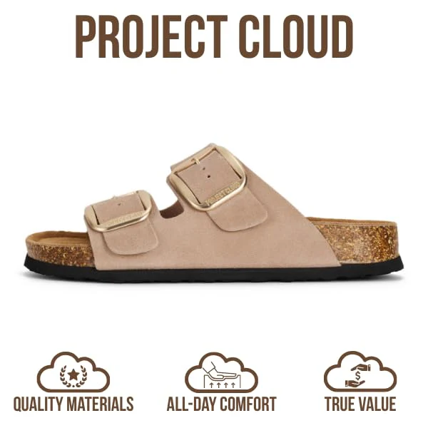 Project Cloud Women's | 100% Genuine Leather Women Flat Sandals | ProjectPlush | Lightweight | Non-Slip - Santorini - Image 148
