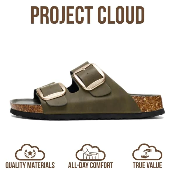 Project Cloud Women's | 100% Genuine Leather Women Flat Sandals | ProjectPlush | Lightweight | Non-Slip - Santorini - Image 15