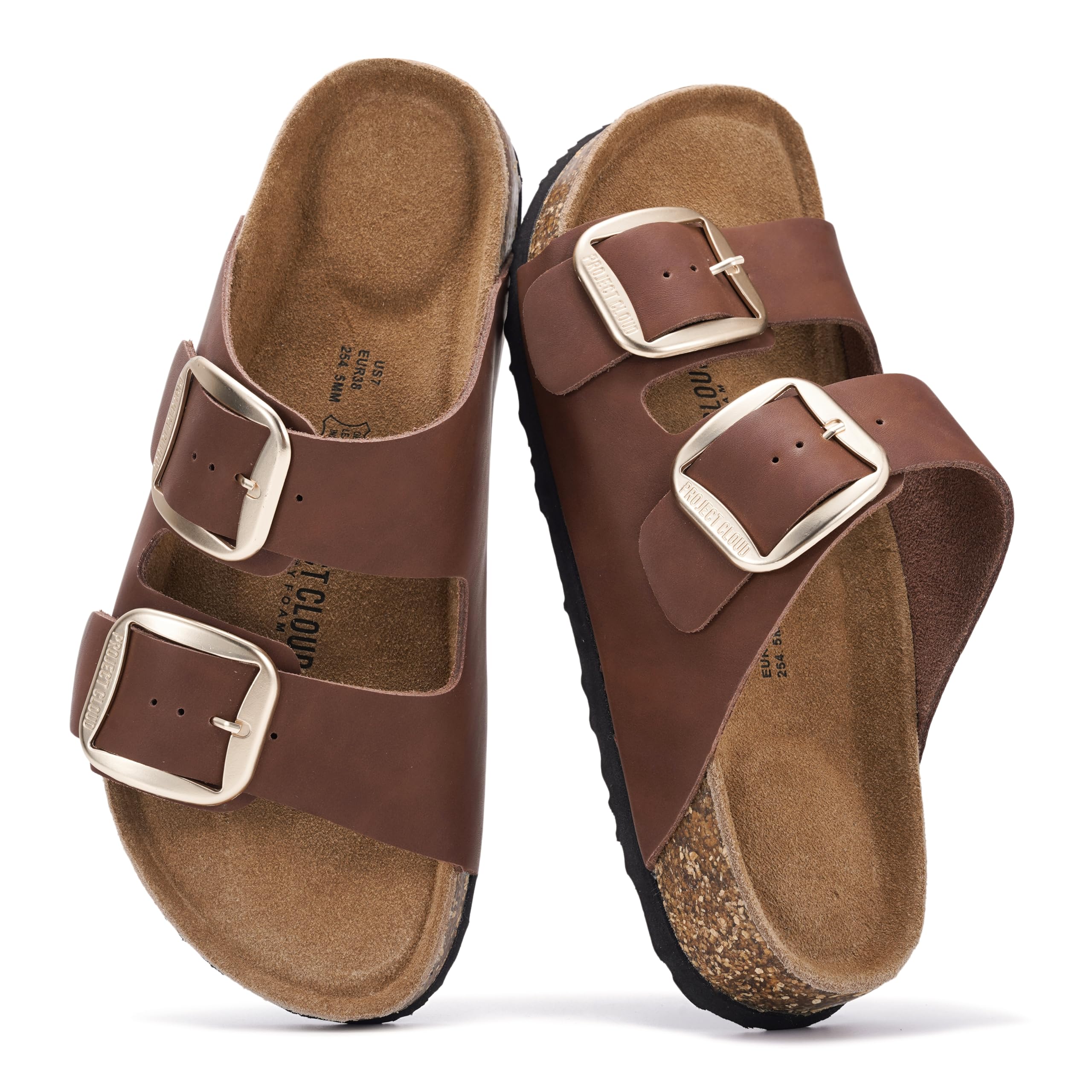Project Cloud Women's | 100% Genuine Leather Women Flat Sandals | ProjectPlush | Lightweight | Non-Slip - Santorini - Image 151