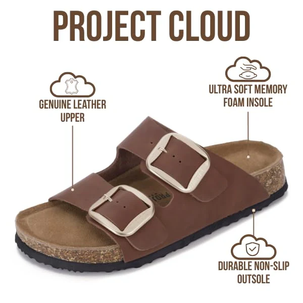 Project Cloud Women's | 100% Genuine Leather Women Flat Sandals | ProjectPlush | Lightweight | Non-Slip - Santorini - Image 153