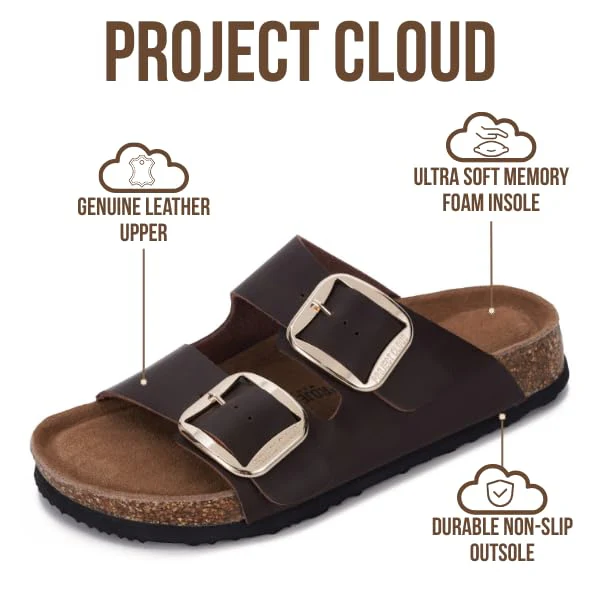 Project Cloud Women's | 100% Genuine Leather Women Flat Sandals | ProjectPlush | Lightweight | Non-Slip - Santorini - Image 159