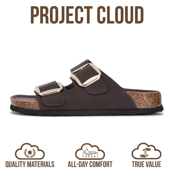 Project Cloud Women's | 100% Genuine Leather Women Flat Sandals | ProjectPlush | Lightweight | Non-Slip - Santorini - Image 160
