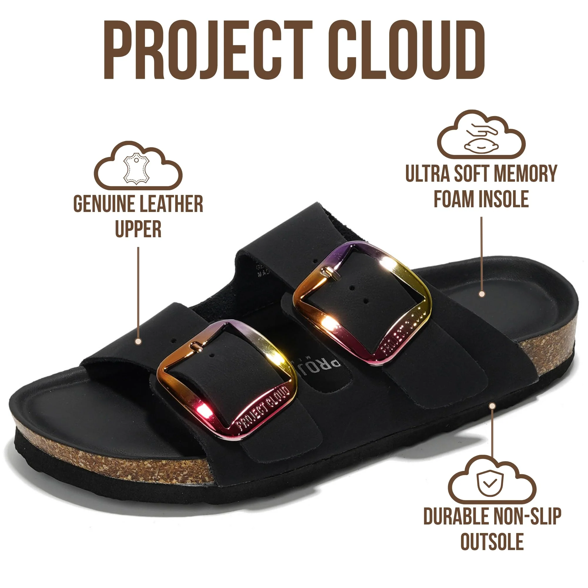 Project Cloud Women's | 100% Genuine Leather Women Flat Sandals | ProjectPlush | Lightweight | Non-Slip - Santorini - Image 164