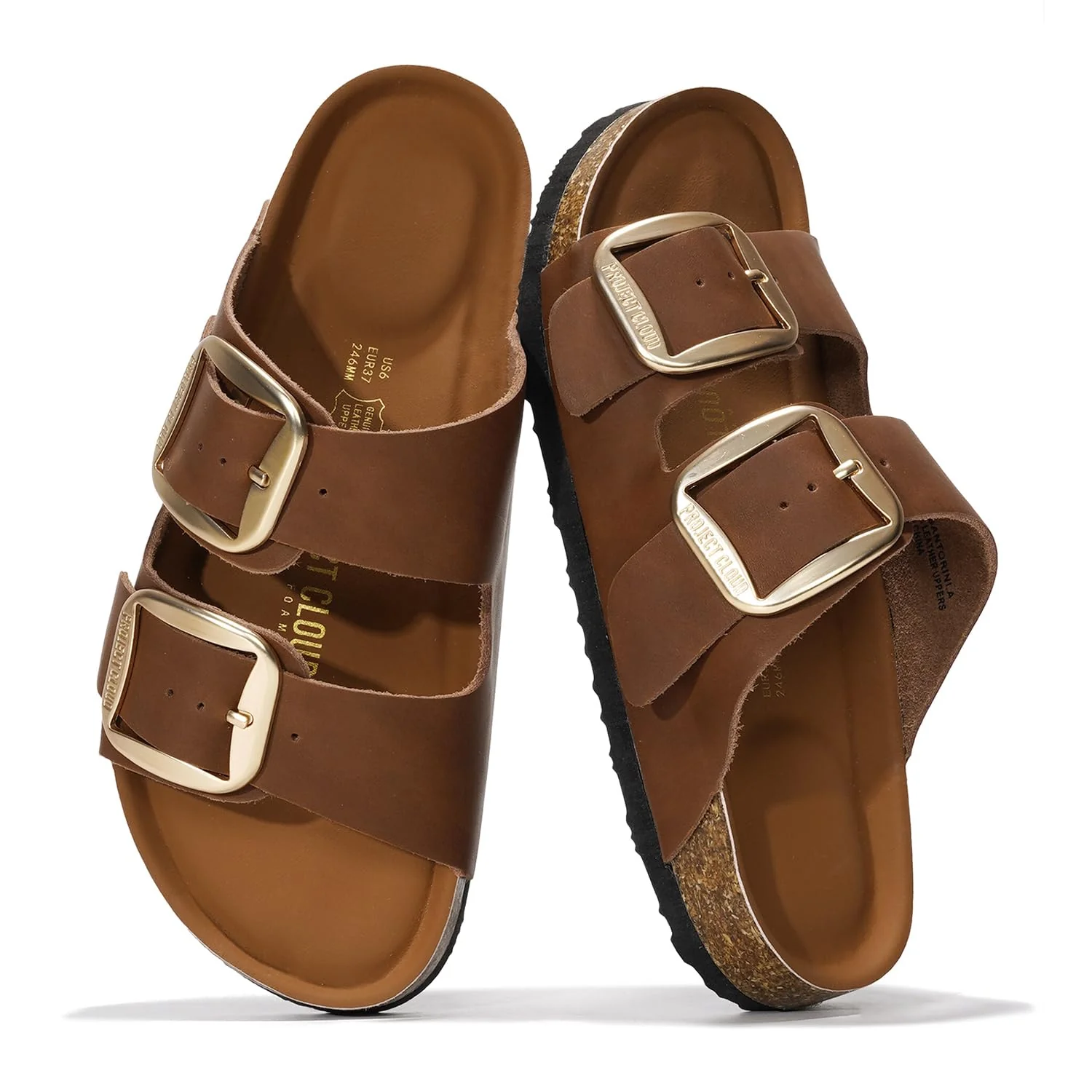 Project Cloud Women's | 100% Genuine Leather Women Flat Sandals | ProjectPlush | Lightweight | Non-Slip - Santorini - Image 24