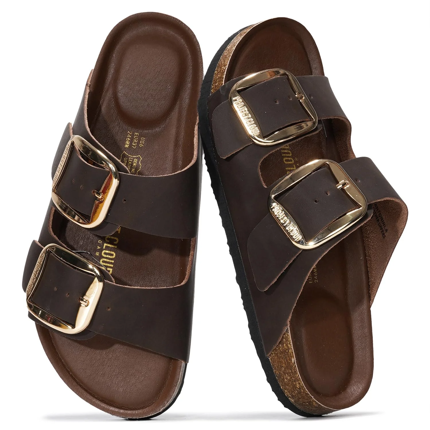 Project Cloud Women's | 100% Genuine Leather Women Flat Sandals | ProjectPlush | Lightweight | Non-Slip - Santorini - Image 39