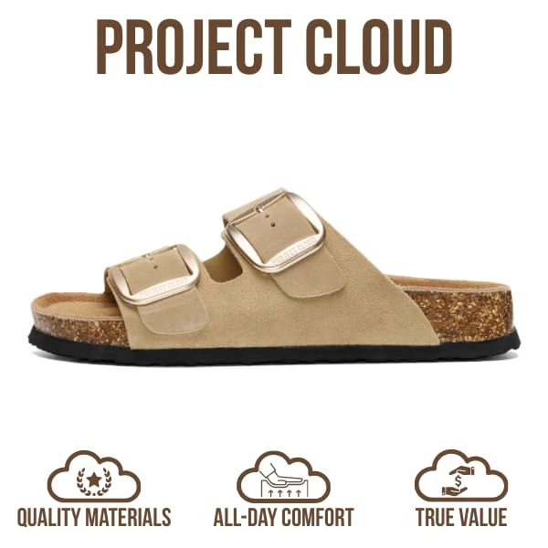 Project Cloud Women's | 100% Genuine Leather Women Flat Sandals | ProjectPlush | Lightweight | Non-Slip - Santorini - Image 4