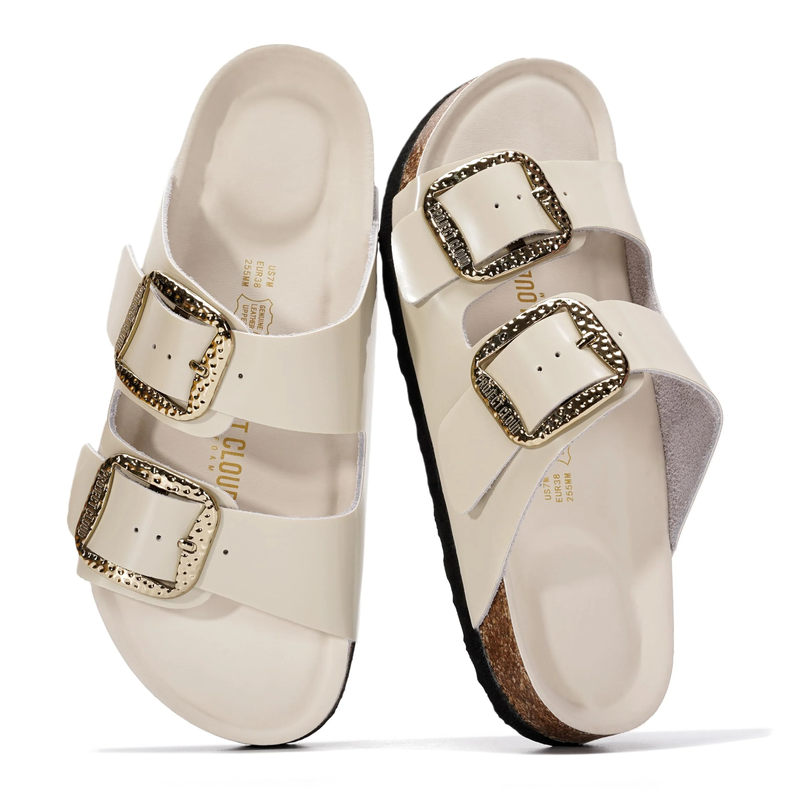 Project Cloud Women's | 100% Genuine Leather Women Flat Sandals | ProjectPlush | Lightweight | Non-Slip - Santorini - Image 78