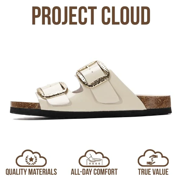 Project Cloud Women's | 100% Genuine Leather Women Flat Sandals | ProjectPlush | Lightweight | Non-Slip - Santorini - Image 81