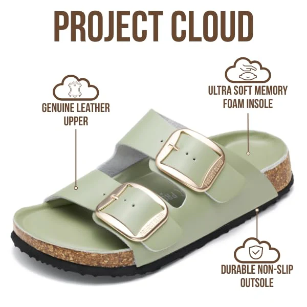 Project Cloud Women's | 100% Genuine Leather Women Flat Sandals | ProjectPlush | Lightweight | Non-Slip - Santorini - Image 85