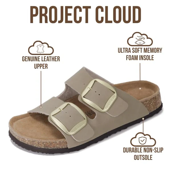 Project Cloud Women's | 100% Genuine Leather Women Flat Sandals | ProjectPlush | Lightweight | Non-Slip - Santorini - Image 9