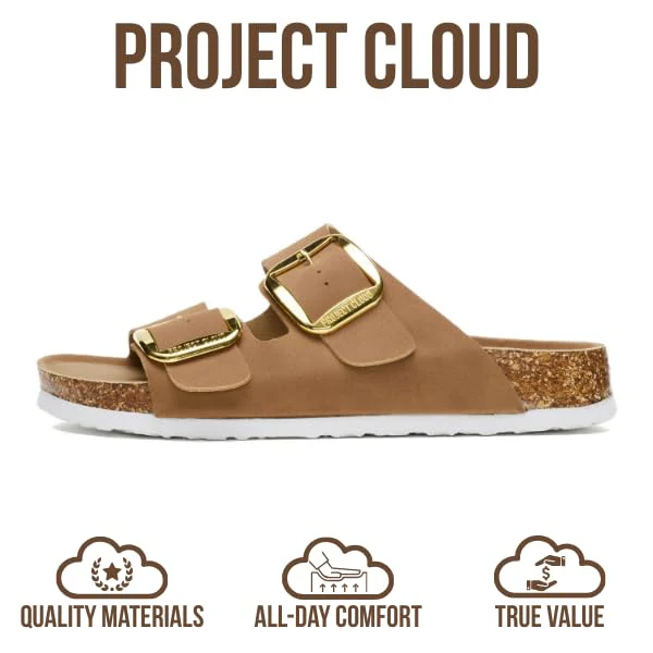 Project Cloud Women's | 100% Genuine Leather Women Flat Sandals | ProjectPlush | Lightweight | Non-Slip - Santorini - Image 91
