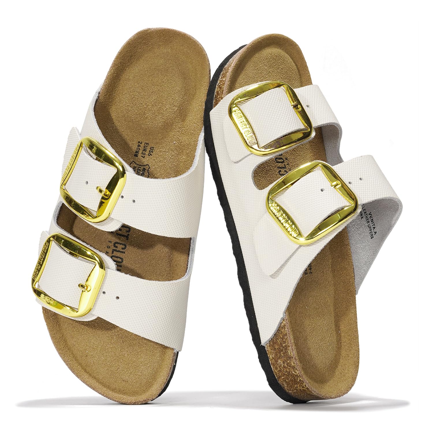 Project Cloud Women's | 100% Genuine Leather Women Flat Sandals | ProjectPlush | Lightweight | Non-Slip - Santorini - Image 93