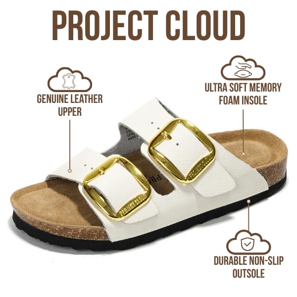 Project Cloud Women's | 100% Genuine Leather Women Flat Sandals | ProjectPlush | Lightweight | Non-Slip - Santorini - Image 95