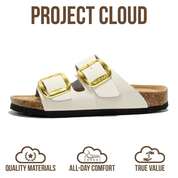 Project Cloud Women's | 100% Genuine Leather Women Flat Sandals | ProjectPlush | Lightweight | Non-Slip - Santorini - Image 96