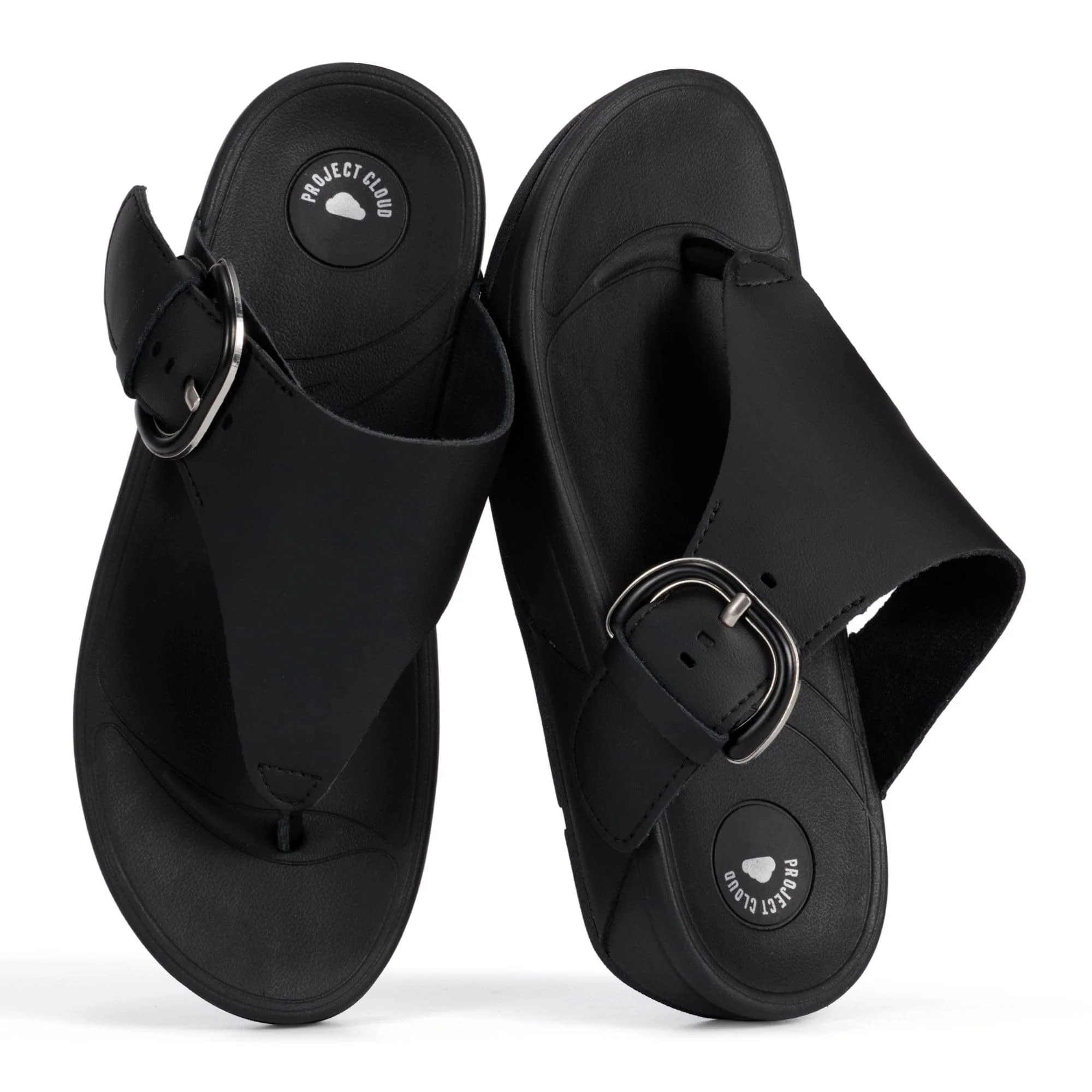 Project Cloud Women's | Leather Thong Sandals | Adjustable Buckle | Plush and Soft Insole | Lightweight | Non-Slip - Arlee Buckle - Image 13