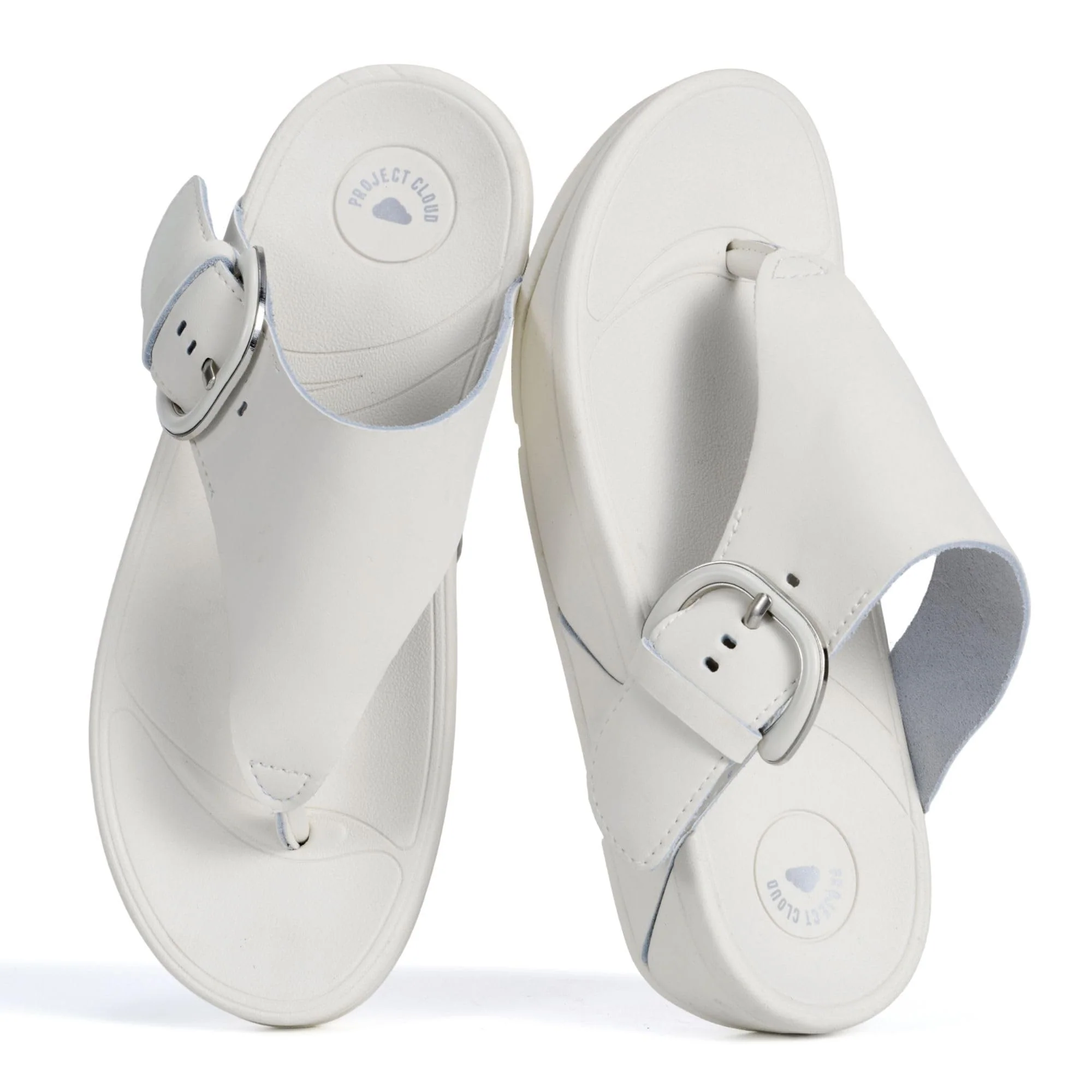 Project Cloud Women's | Leather Thong Sandals | Adjustable Buckle | Plush and Soft Insole | Lightweight | Non-Slip - Arlee Buckle - Image 5