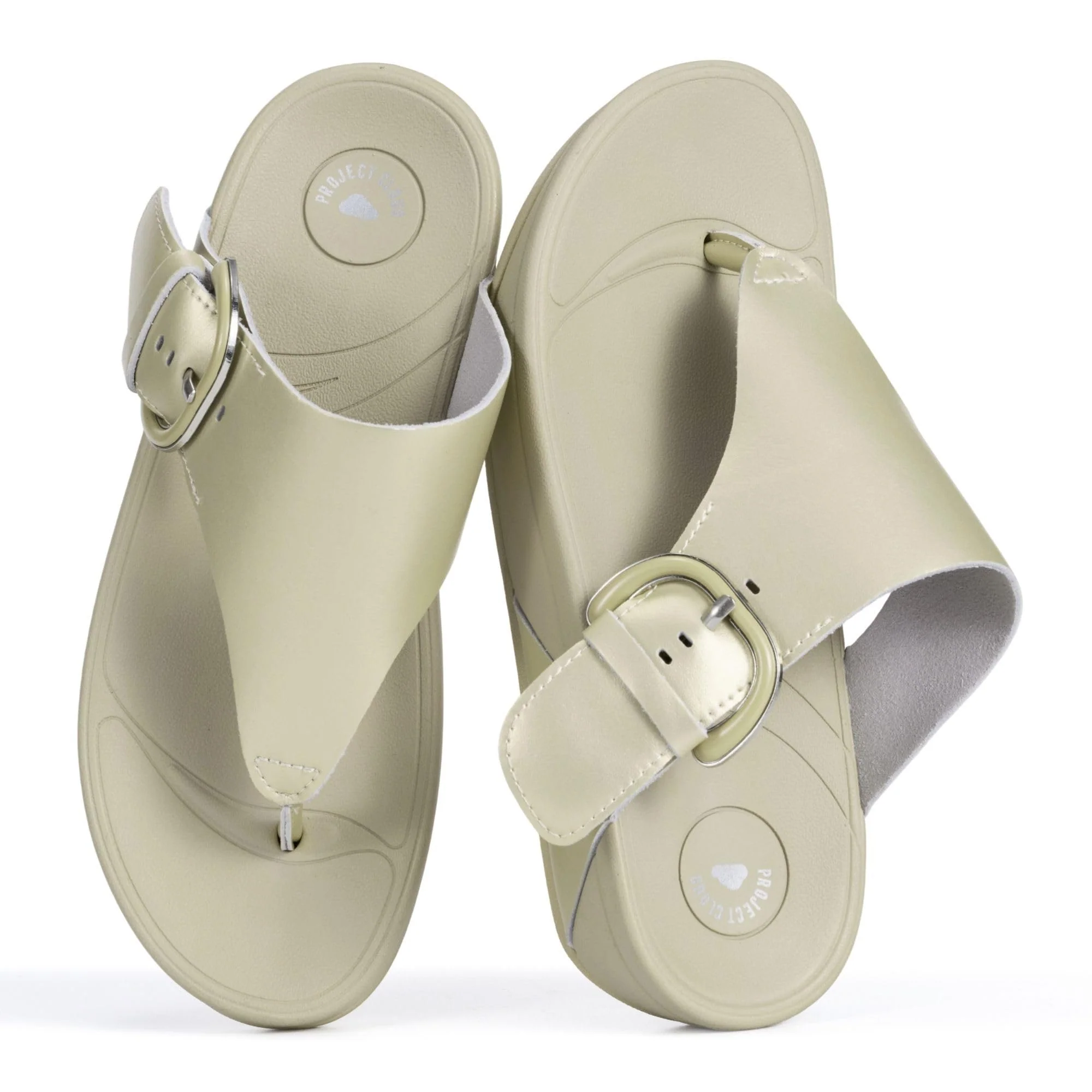 Project Cloud Women's | Leather Thong Sandals | Adjustable Buckle | Plush and Soft Insole | Lightweight | Non-Slip - Arlee Buckle - Image 9