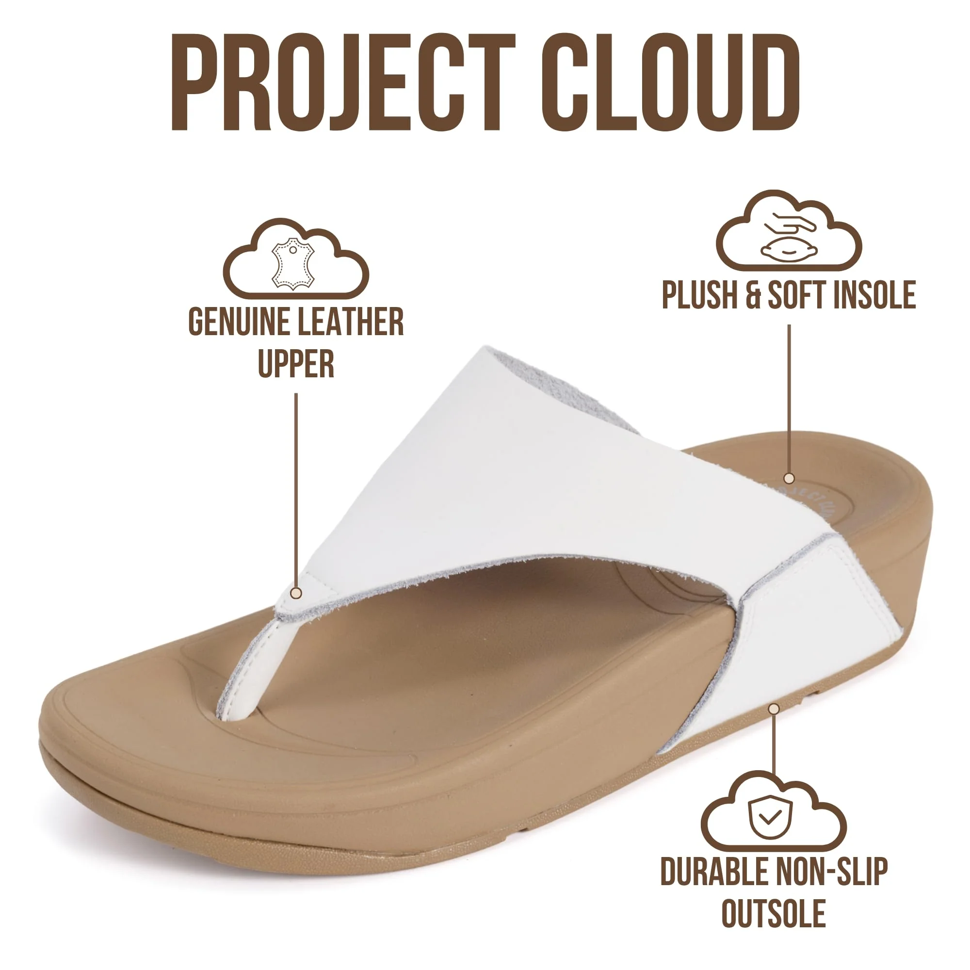 Project Cloud Women's | Genuine Leather Thong Flip Flops | Plush and Soft Insole | Lightweight | Non-Slip - Arlo - Image 18