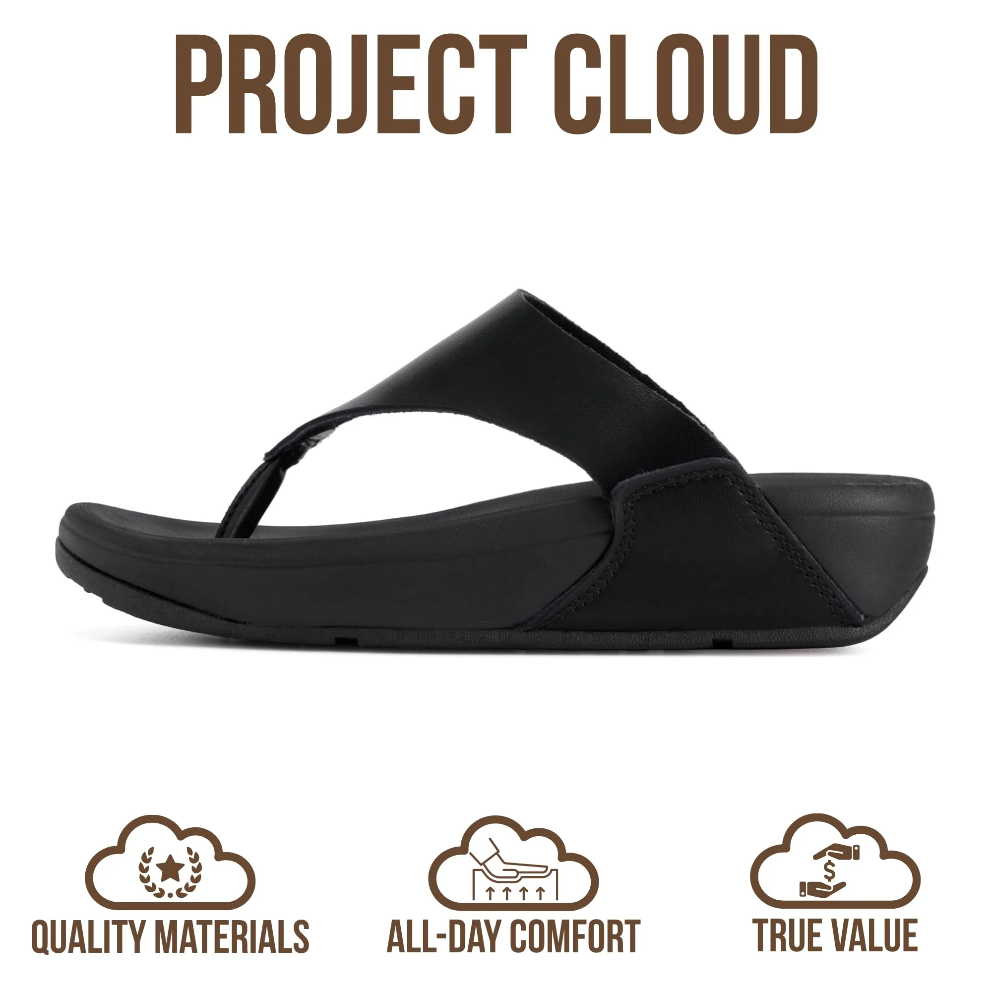 Project Cloud Women's | Genuine Leather Thong Flip Flops | Plush and Soft Insole | Lightweight | Non-Slip - Arlo - Image 9