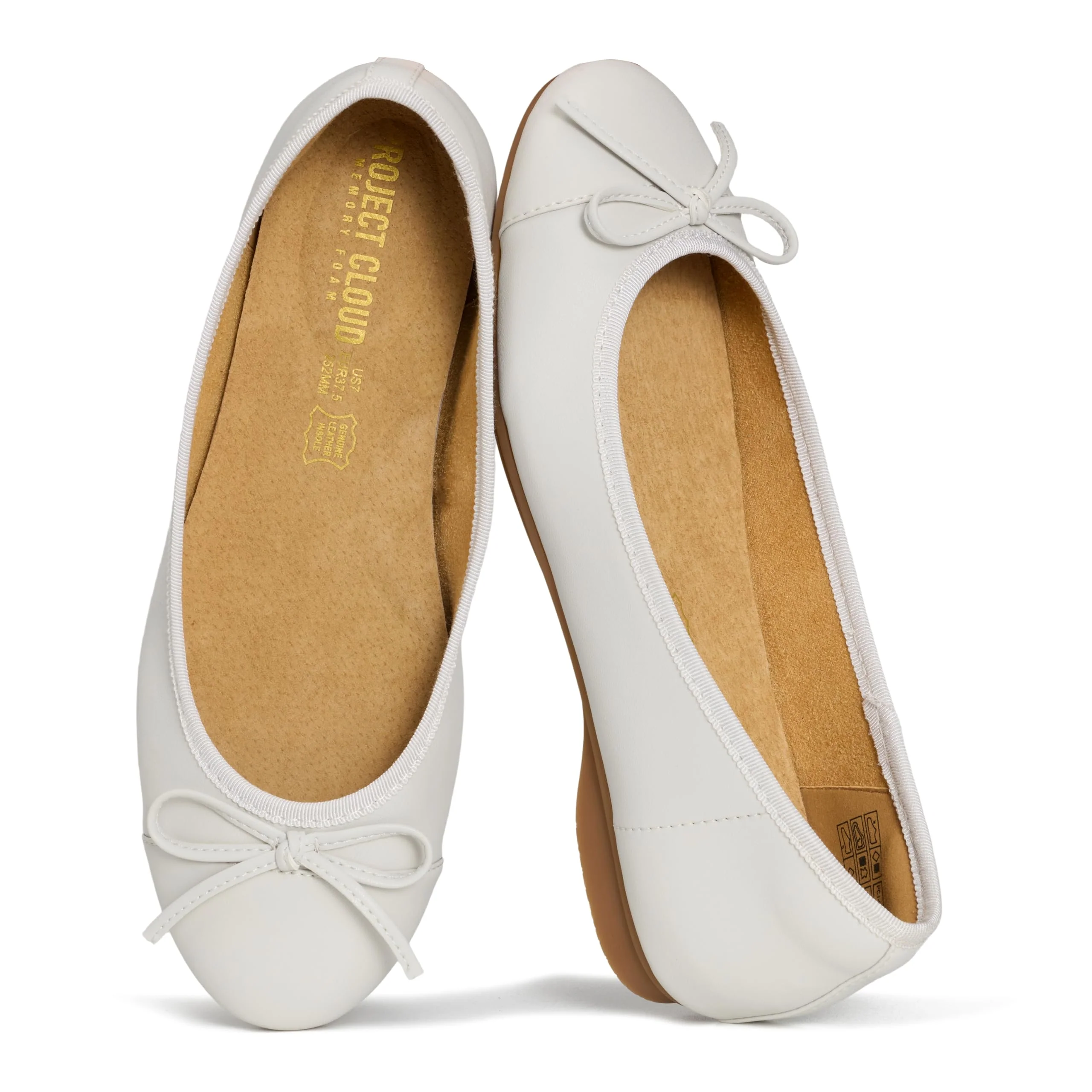 Project Cloud Women's | Genuine Leather Insole Womens Ballet Flats | Memory Foam | Lightweight | Non-Slip - Ashley