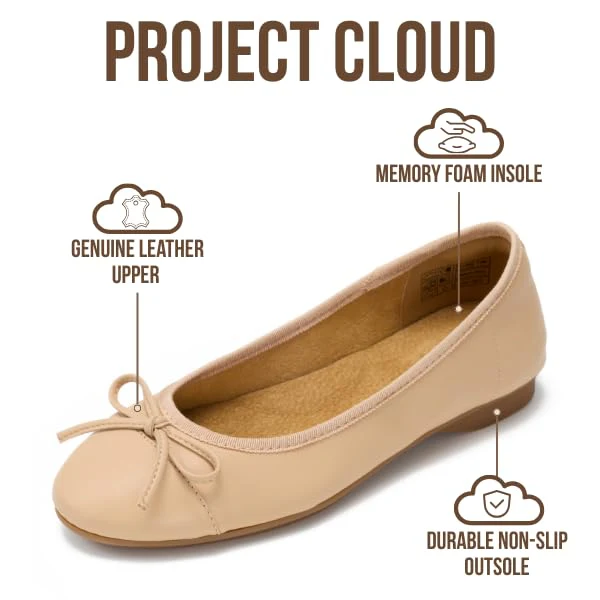 Project Cloud Women's | Genuine Leather Insole Womens Ballet Flats | Memory Foam | Lightweight | Non-Slip - Ashley - Image 23