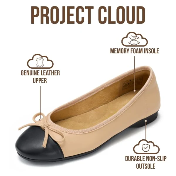Project Cloud Women's | Genuine Leather Insole Womens Ballet Flats | Memory Foam | Lightweight | Non-Slip - Ashley - Image 28