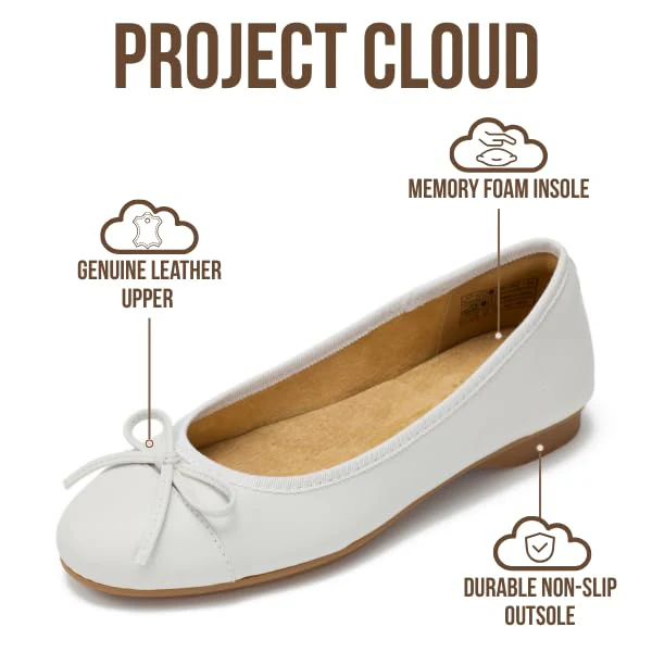 Project Cloud Women's | Genuine Leather Insole Womens Ballet Flats | Memory Foam | Lightweight | Non-Slip - Ashley - Image 3