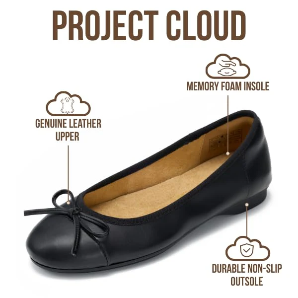 Project Cloud Women's | Genuine Leather Insole Womens Ballet Flats | Memory Foam | Lightweight | Non-Slip - Ashley - Image 8