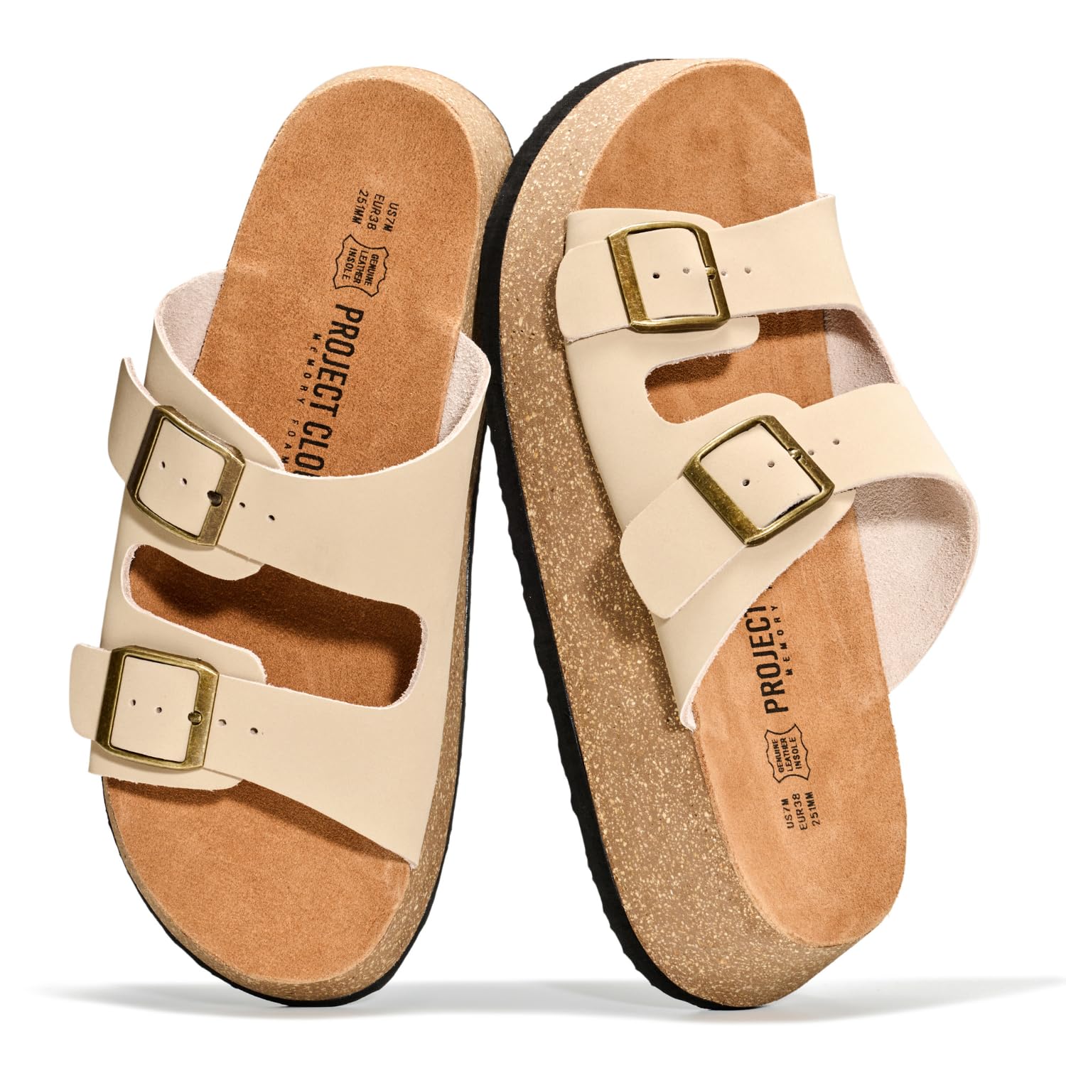 Project Cloud Women's | 100% Genuine Leather Platform Sandals for Women | Plush & Soft Insole | Lightweight | Non-Slip - Barcelona