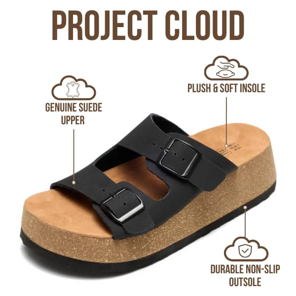 Project Cloud Women's | 100% Genuine Leather Platform Sandals for Women | Plush & Soft Insole | Lightweight | Non-Slip - Barcelona - Image 13