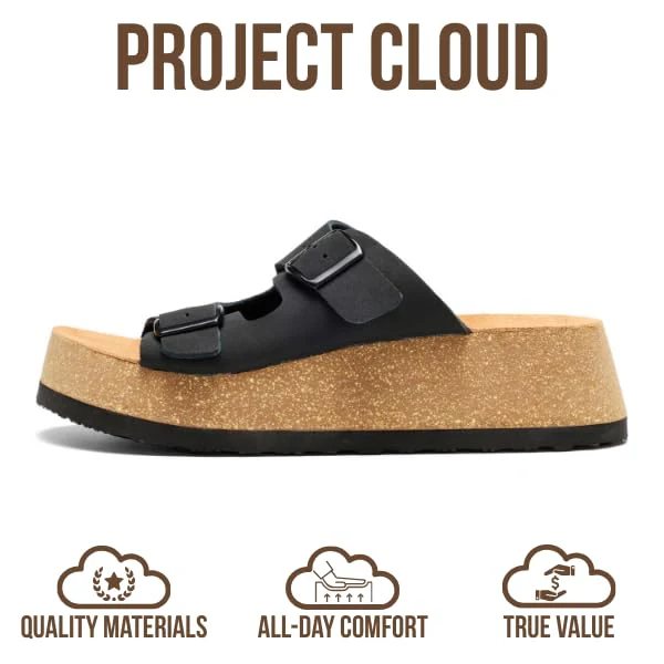 Project Cloud Women's | 100% Genuine Leather Platform Sandals for Women | Plush & Soft Insole | Lightweight | Non-Slip - Barcelona - Image 14