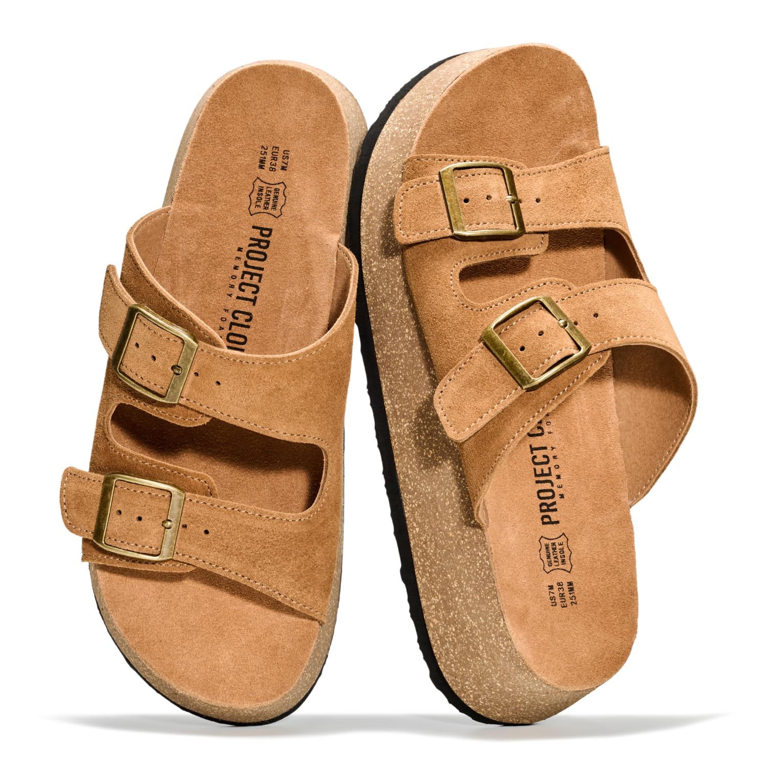 Project Cloud Women's | 100% Genuine Leather Platform Sandals for Women | Plush & Soft Insole | Lightweight | Non-Slip - Barcelona - Image 6
