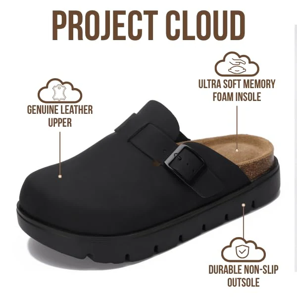 Project Cloud Women's | Genuine Leather Clogs | ProjectPlush | Lightweight | Non-Slip - Benton Chunky - Image 15