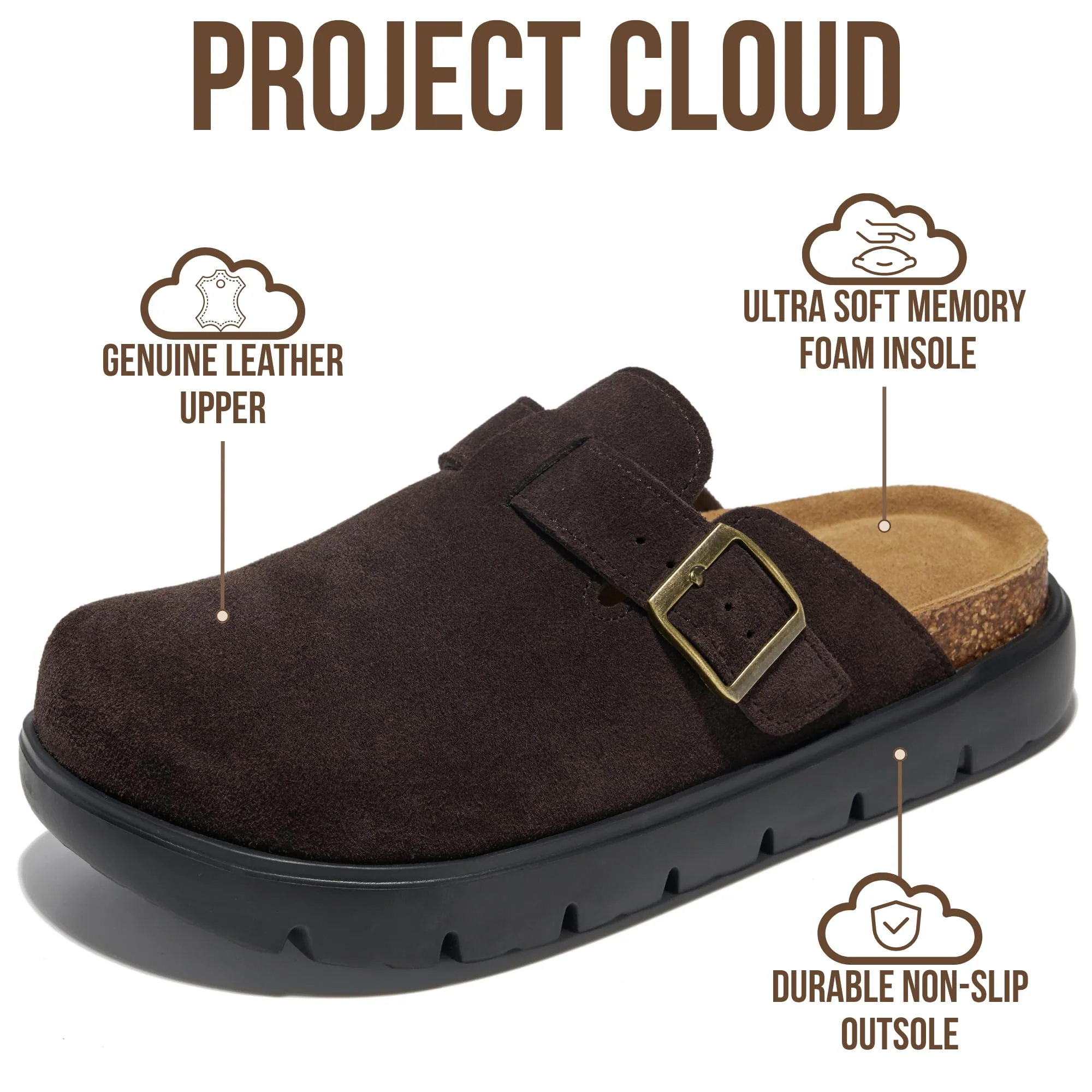 Project Cloud Women's | Genuine Leather Clogs | ProjectPlush | Lightweight | Non-Slip - Benton Chunky - Image 68
