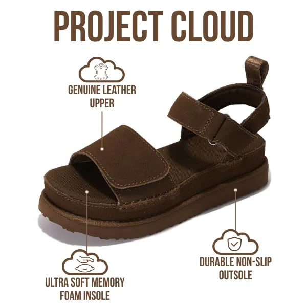 Project Cloud Women's | Genuine Leather Platform Sandals | Memory Foam | Lightweight | Non-Slip - Bronzestar - Image 15