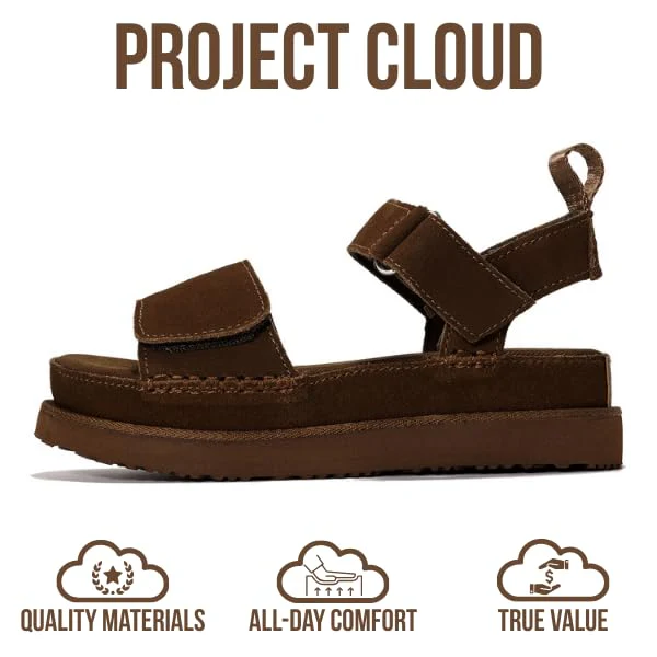 Project Cloud Women's | Genuine Leather Platform Sandals | Memory Foam | Lightweight | Non-Slip - Bronzestar - Image 16