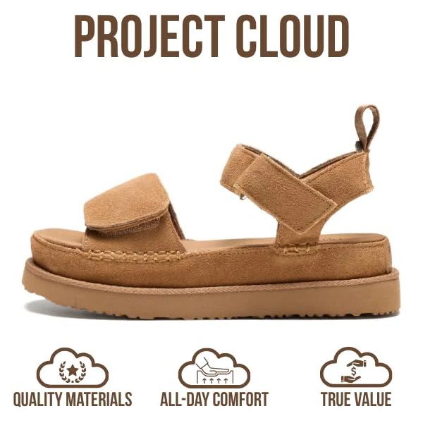 Project Cloud Women's | Genuine Leather Platform Sandals | Memory Foam | Lightweight | Non-Slip - Bronzestar - Image 22